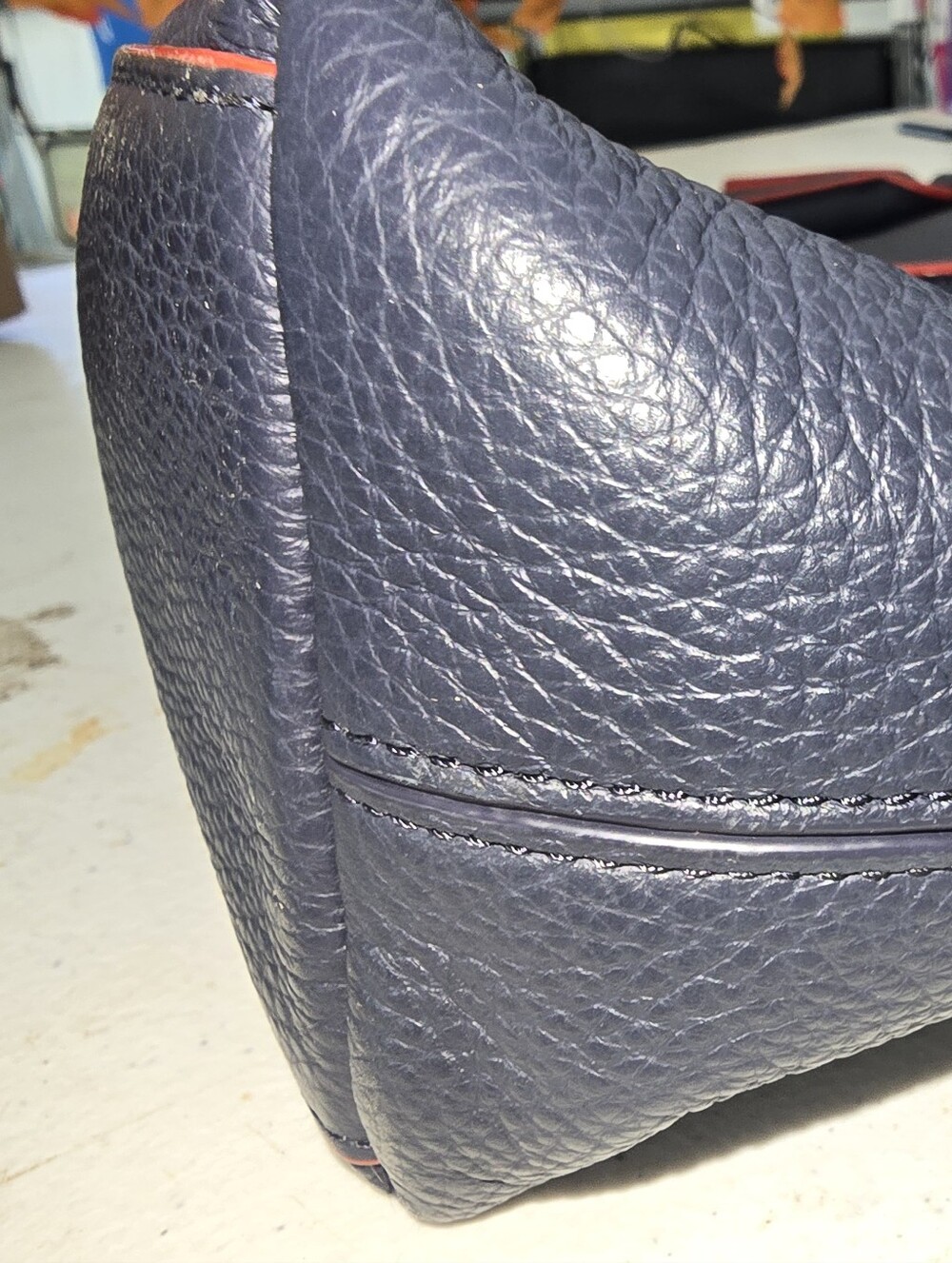 Coach Pebble Navy Pebble Leather Graham Laptop  Messenger Bag NWOT - Picture 15 of 16